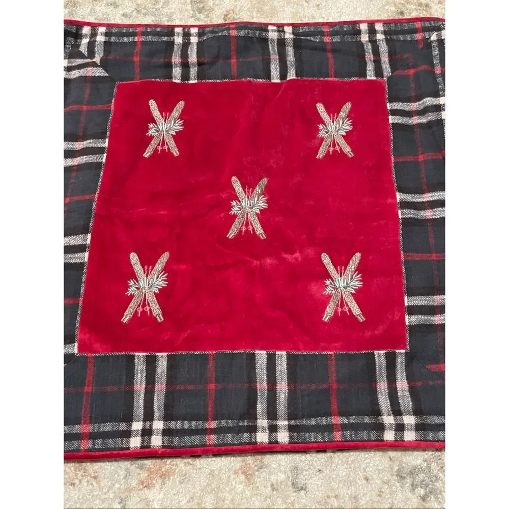 Pottery Barn Ski Velvet Plaid Pillow Cover